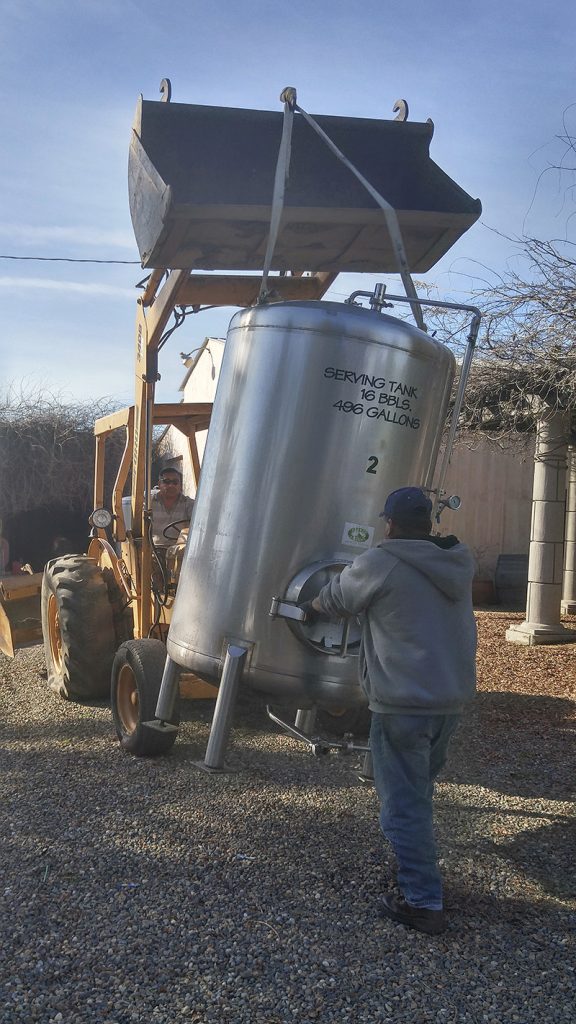 Hwy 50 Brewery Unloading the brite tanks.