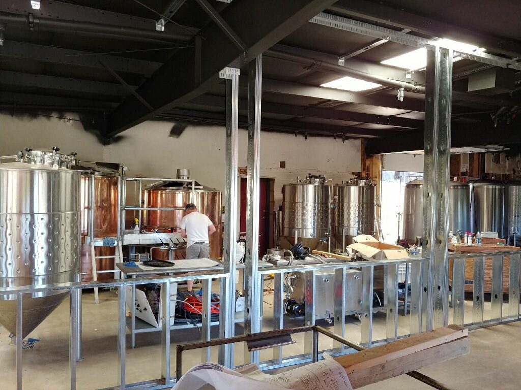 Hwy 50 Brewery - Assembling the brewery while framing continues.