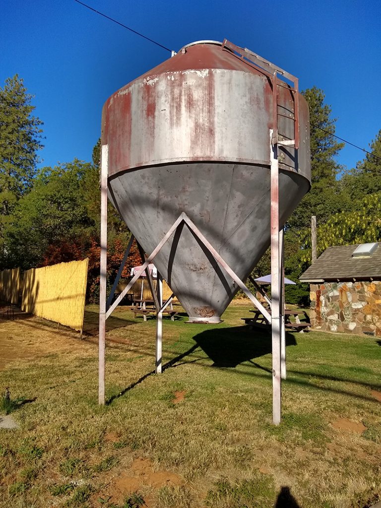 Hwy 50 Brewery grain silo out back near the highway